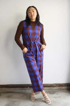 Ali GoldenSlit Back Jumper - Rust/Cobalt