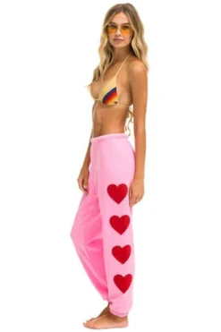 Aviator Nation4 Heart Stitch Sweatpants - Neon Pink