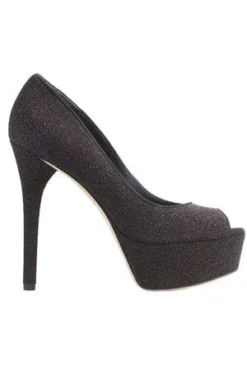 B Brian AtwoodBambola Peep Toe Heels - Fuchsia Sparkle Leather