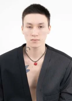 DEPARTMENTBlack And Red Rose Necklace - Silver