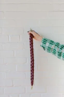 Clare V.Braided Shoulder Strap - Oxblood Nappa