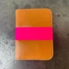 Clare V.Card Case - Natural Rustic/Neon Pink Stripe