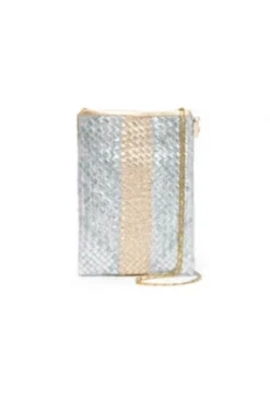 Clare V.Poche - Gold/Silver Woven Checker