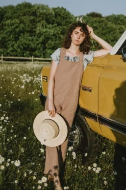 ConradoNora Linen Cotton Overalls - Mocha