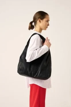 MM6 Maison MargielaPython Shoulder Bag - Black VANESSA K