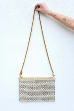Clare V.Crossbody Strap Circle Chain - Italian Brass