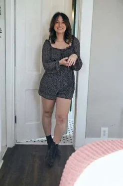 AzaleaFloral Romper With Cutout Waist