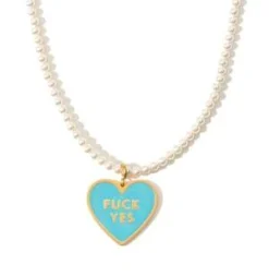 Matter Matters GalleryFuck Yes Crystal Pearl Necklace - Cyan