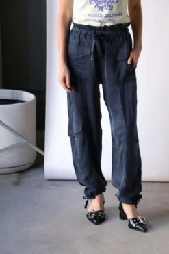 GanniWashed Twill Satin Pants - Sky Captain