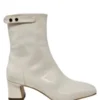 Gini And AlbertGini & Albert Off White Patent Leather Zip Up Boot - Off White