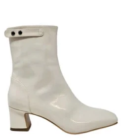 Gini And AlbertGini & Albert Off White Patent Leather Zip Up Boot - Off White