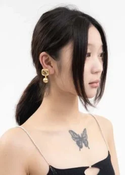 DEPARTMENTGold Stamp And Ball Earring - Gold