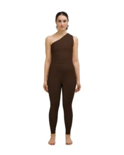 HauslabelHauslabel One Shoulder Asymmetrical Top - Arabica