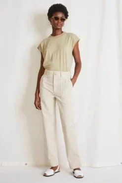 Apiece ApartHigh Waisted Painters Pant - Stone