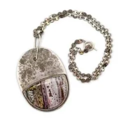 DeodataMedallion Necklace - Silver/Ocean Jasper