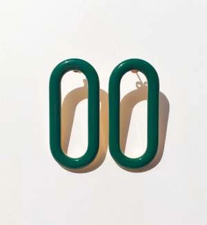 Matter Matters GalleryOval Earrings - Enamel Green - Image 6