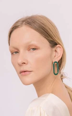Matter Matters GalleryOval Earrings - Enamel Green