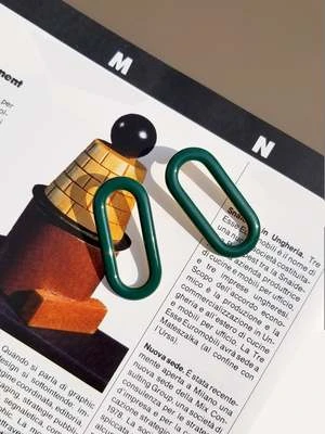 Matter Matters GalleryOval Earrings - Enamel Green - Image 3