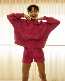 The Knotty OnesPilnatis Rhubarb Cotton Shorts - Rhubarb