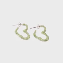 Collina StradaRhinestone Heart Earrings - Lime