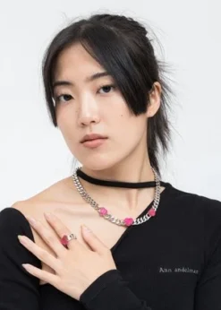 DEPARTMENTChain And Pink Heart Ring - Silver