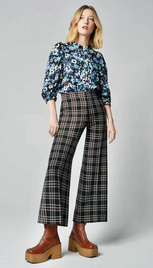 SmytheWide Leg Culotte - Black Plaid - Image 2