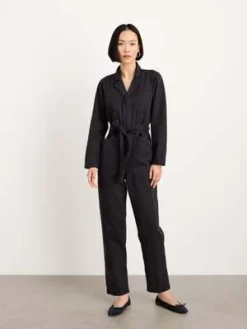 Concrete + WaterConcrete + Water Twill Blend Standard Zip Jumpsuit - Black