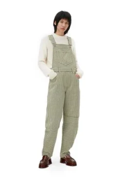 GanniStripe Denim Overalls - Stripe Loden Green