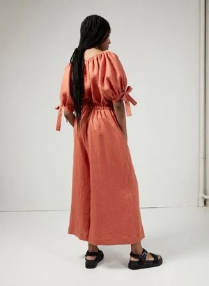 Eliza FaulknerLinen Jumpsuit - Terracotta - Image 4