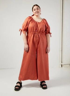 Eliza FaulknerLinen Jumpsuit - Terracotta - Image 5