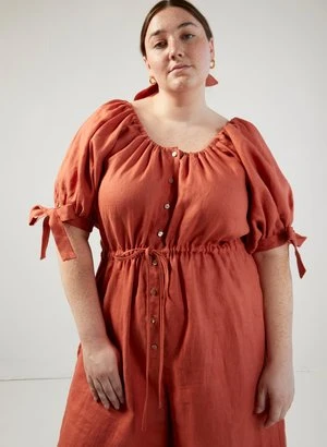 Eliza FaulknerLinen Jumpsuit - Terracotta - Image 6
