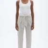 SimkhaiTessa Vegan Leather Tie Waist Pant - Egret