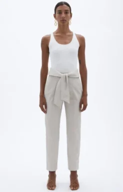 SimkhaiTessa Vegan Leather Tie Waist Pant - Egret