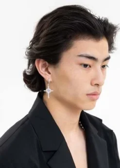 DEPARTMENTWithe Heart And Rhinestone Cross Earring - Single