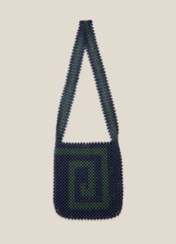 YMCWooden Bead Bag - Navy/Green