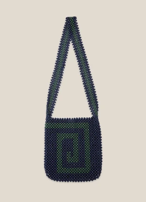 YMCWooden Bead Bag - Navy/Green