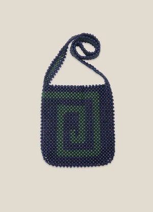 YMCWooden Bead Bag - Navy/Green - Image 2