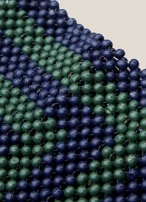 YMCWooden Bead Bag - Navy/Green - Image 4