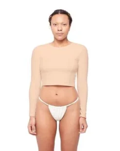 HauslabelLONG SLEEVE CROPPED TOP - CAMEL