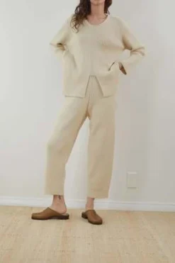 Wol Hiderib Wide Leg - Ecru